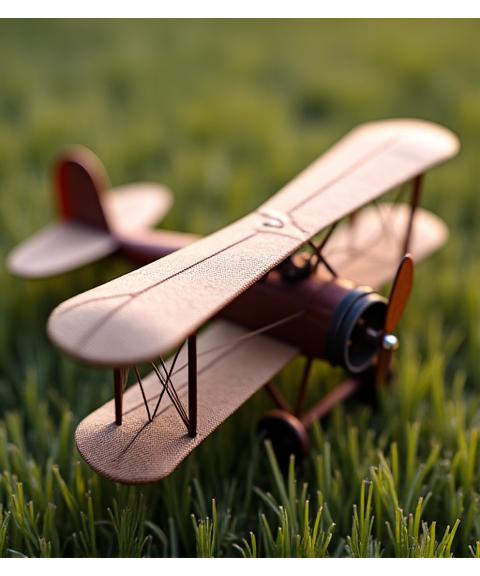 Vintage bi-plane model with realistic fabric texture