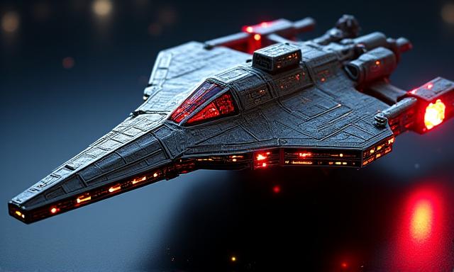 Intricate sci-fi spaceship model with custom lighting